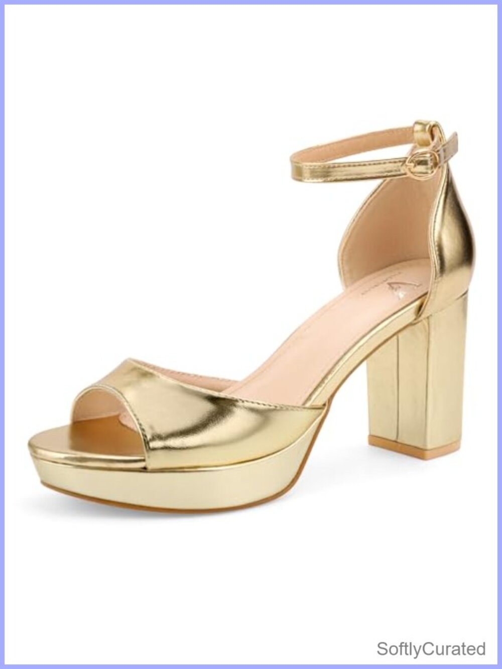 Women's Platform Heeled Sandals Open Toe Ankle Strap Buckle Block Heels